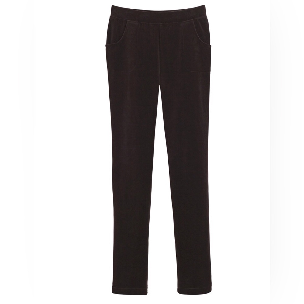 Chico’s Zenergy Velour Pants Deep Cocoa Pockets Size 1 (8-Medium) NWT